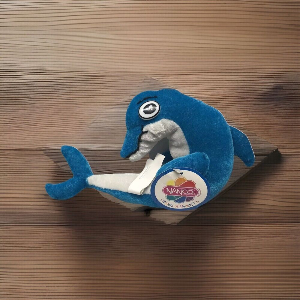 Nanco Blue Dolphin Plush Stuffed Animal Toy Vintage Marine Ocean 2003 Tagged 8"